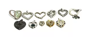 Lot of 11 Sterling Silver & CZ, Roman Glass, Faceted Colored Stone Pendants - Picture 1 of 10