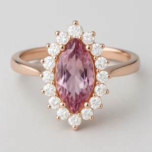 Anello in oro 18 kt con diamanti naturali zaffiro rosa bambino certificato 1,70 TCW - Foto 1 di 3