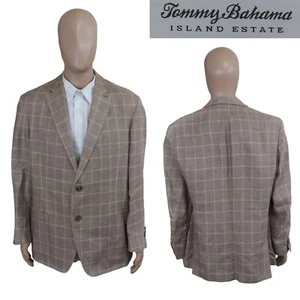 Tommy Bahama Island Estate Angelico 100% Linen Olive Pink Check Sport Coat 46R - Picture 1 of 12