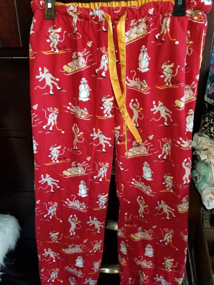 Pantalones de pij de franela Nick & Nora "Mini Sock Monkey's" - Talla S Foto 1 de 1