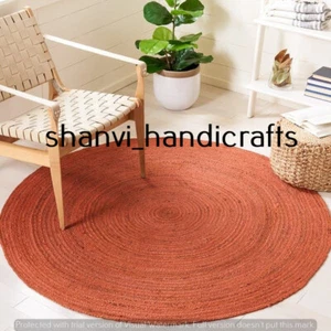 Hand Braided Round Handmade Natural Jute Floor Mat Home Decor Area Rag Rugs - Picture 1 of 6