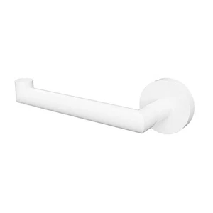WHITE Papierrollenhalter Messing Weiß für Bad & WC >> zum Bohren oder Kleben - Bild 1 von 6