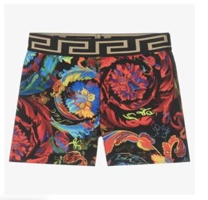 Baby Versace Black Cotton Jersey Shorts Kaleidoscopic Barocco Print Greca 12-18m - Picture 1 of 1