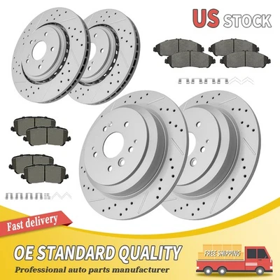 Rotores de freno delanteros y traseros perforados pastillas de freno de cerámica para Acura MDX 2014 2015 2016 Foto 1 de 4