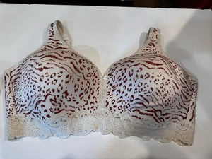 NWOT Cacique Lane Bryant Lightly Lined No-Wire Bra 42DDD Ivory Animal Print NEW - Picture 1 of 10