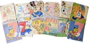 Vintage Lot 1920s 30s Children Birthday Age Greeting Cards Art Deco Antique - Picture 1 of 11