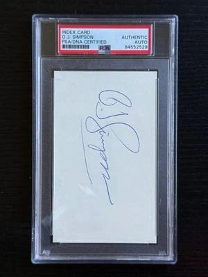 O.J. Simpson PSA/DNA Auto Signed 3.5"x5" Index Card Authentic Bills HOF OJ - JA7 - Image 1 of 4