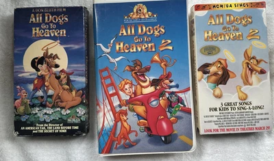 All Dogs Go to Heaven 1 and 2 and All Dogs 2 Sing Along  VHS Lot 3 ORIG OWN VG - Image 1 of 4