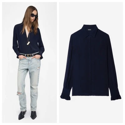 NEW Women Zadig &Voltaire Lsland Silk Fabric Long Sleeves Soft Shirt XS S M L - Image 1 of 4