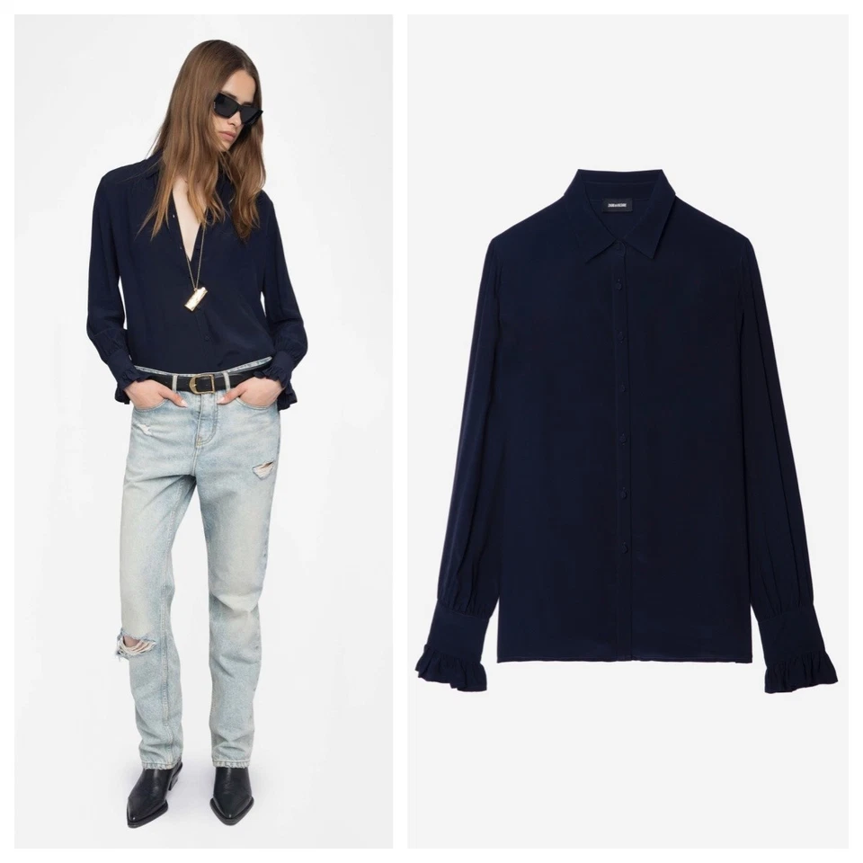 NEW Women Zadig &Voltaire Lsland Silk Fabric Long Sleeves Soft Shirt XS S M L - Image 1 of 4