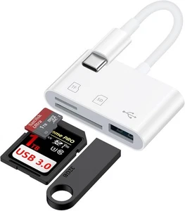USB C SD Card Reader for Samsung Galaxy S25 S24 FE Ultra S23 S22 White - Picture 1 of 7