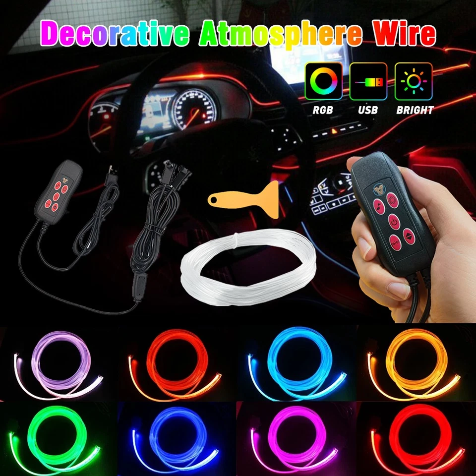 Tira de alambre interior coche 2 en 1 luz atmósfera LED decoración lámpara accesorios Foto 1 de 4