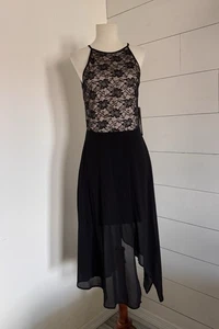 Midi-Damenkleid Honey & Rosie schwarz Spitze mit nudefarbenem Unterfutter Größe Medium - Bild 1 von 12