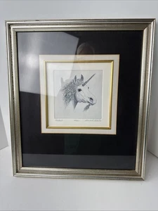 Gualo H. Lubeck Signed And Numbered in frame 289/300 Unicorn Portrait 17x15" - Picture 1 of 12