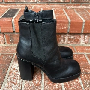 Stivali Chelsea Gianni Bini Ah Mazed in pelle nera plateau tacco a blocco misura 9,5 - Foto 1 di 8