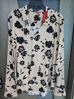 Guess Mens Long Sleeved Flowery Shirt Size XL - Image 1 of 2