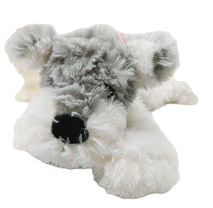 Schnauzer Welpe Hund Plüsch grau weiß Stofftier rosa Herz Schleife Inter America - Bild 1 von 7