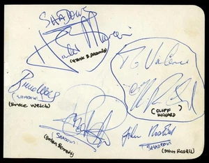 THE SHADOWS with Cliff Richard signed album page | autographs with John Rostill - Picture 1 of 1