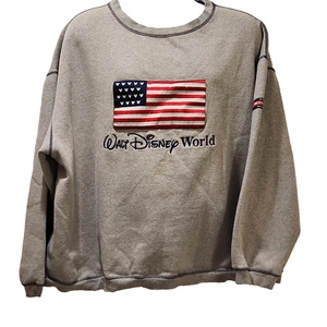 Vintage Walt Disney World Sweatshirt XXL bestickt amerikanische Flagge Rundhals Mickey - Bild 1 von 18