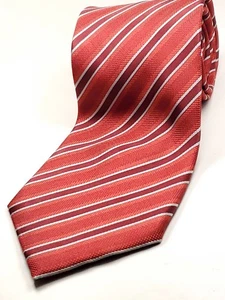 Corbata vintage a rayas roja blanca MARCO LARIANI 62" de largo para hombre NUEVA - Imagen 1 de 4