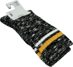 Zara Kids Grey Yellow Crew Cotton Cushion Chunky Cable Knit Cozy Socks Sz 3-4.5 - Picture 1 of 2