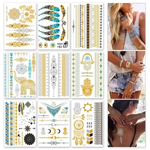 Flash Tattoos, Temporäre Klebe Tattoos Metallic Flash tattoos in Gold, Silber  - Bild 1 von 6