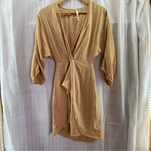 Anthropologie Puff Sleeve Wrap Mini Dress Size 4 - Picture 1 of 7