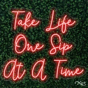NEW "'TAKE LIFE ONE SIP AT A TIME" 30x27 LED WALL SIGN COLOR OPTION REMOTE LF051 - Picture 1 of 4