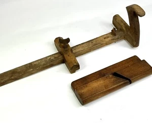 "Marcador de panel de madera antiguo de 20"" / medidor de corte longitudinal y plano de moldeo incompleto" - Imagen 1 de 20