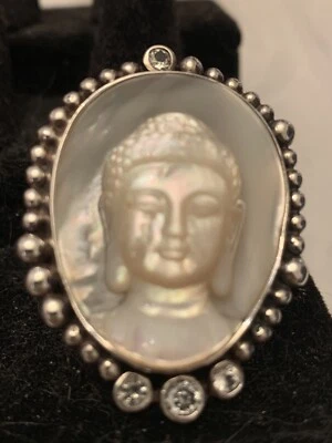 Mars Valentine ❤️BUDDHA RING Size7 Echo Of The Dreamer A Showpiece Carved M.O.P. - Image 1 of 4