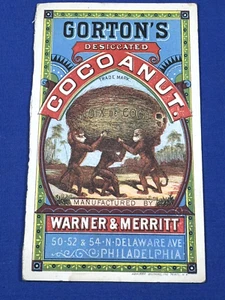 Tarjeta comercial C1880 GROTON'S COCOANUT Noix De Coco - Warner & Merritt Philadelphia - Imagen 1 de 4