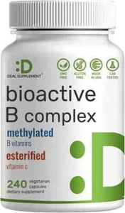 Bioactive Vitamin B Complex, 240 Veggie Capsules - Methylated Multivitamin B ... - Picture 1 of 5