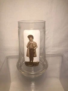 Antico boccale birra vetro liberty 1900 circa stampa fotografica 0,5L decoro taglio antico - Foto 1 di 9