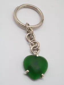 Portachiavi in ARGENTO 925 e CUORE in Quarzo sintetico verde - brisè - chiave - - Imagen 1 de 3