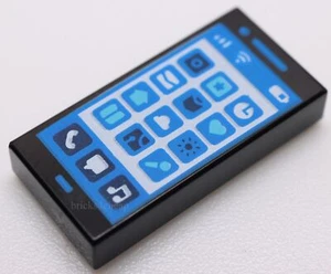 Lego 2x Tile Decorated 1 x 2 Blue White Cell Phone Smartphone Screen App Icons - Picture 1 of 2