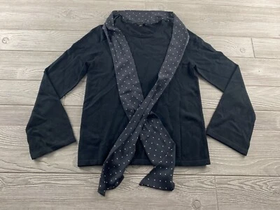 Suéter negro para mujer Ann Taylor con cuello atado a lunares talla mediana Foto 1 de 4