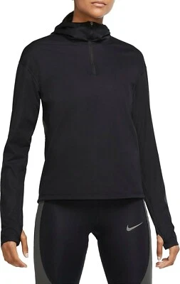 Women's Nike Shield Run Division 1/2 Zip Hooded Running Jacket Sz S Black - Image 1 of 2