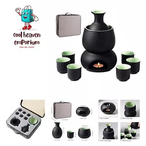 Ceramic Sake Set Cups with Warmer Keep Sake Storage Gift Box, Traditional Por... - Picture 1 of 9