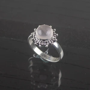 Echter natürlicher Rosenquarz Edelstein 925 Sterling Silber Handarbeit Ring Schmuck - Bild 1 von 7