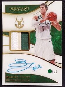 Brook Lopez AUTO 2019-20 Panini Immaculate  Auto on card 3 color Patch /50 SP