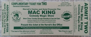 Mac King gebrauchte Zaubershow Freikarte für zwei Harrah's Casino Las Vegas - Bild 1 von 2