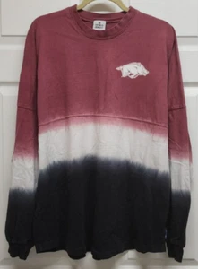 SEC Arkansas Razorbacks Woo Pig Ombre Long Sleeve Dip Dyed Spirit Jersey Lg READ - Picture 1 of 8