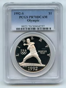 1992 S $1 Olympic Silver Commemorative Dollar PCGS PR70DCAM - Picture 1 of 1