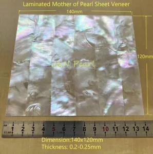 1pc 140x120mm Laminated White Mother of Pearl Sheet Veneer Inlay,T:0.2-0.25mm - Picture 1 of 4