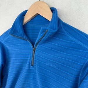 PATAGONIA Striped Fleece Sweater Kids M Long Sleeve 1/4 Zip Mock Neck Blue - Picture 1 of 11