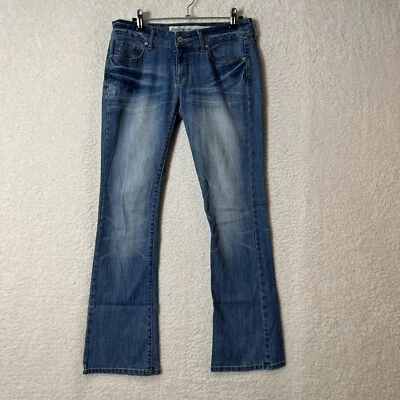 Pantalones de mezclilla Charlotte Russe Everyday Boot para mujer 6 azul regular tiro medio mezcla de algodón Foto 1 de 4