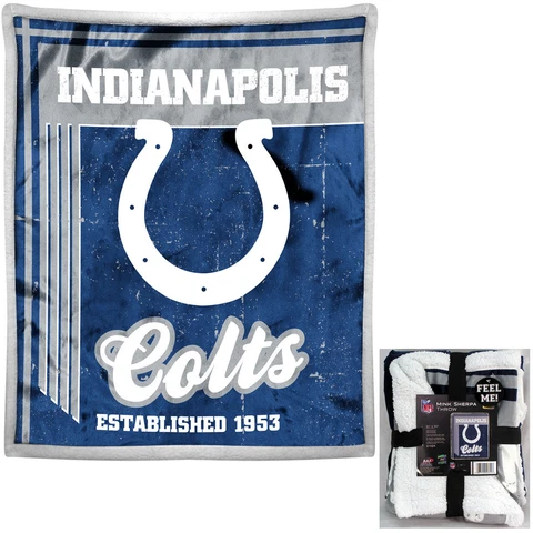 NFL Indianapolis Colts Premium Soft Mink Sherpa Throw Blanket Large 50" X 60" Cover