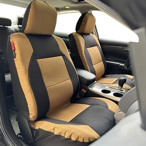 For Subaru Outback Front Car Seat Covers Brown & Black Waterproof Canvas - Picture 1 of 5