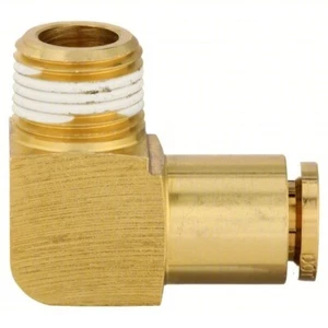 (2) Male Elbow: Brass, Push-to-Connect x NPTF, For 1/2"Tube OD, 1/2" Pipe Sz (c) - Picture 1 of 6
