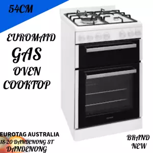 Euromaid 54cm Freestanding Gas Oven With Gas Cooktop, White BRAND NEW 2 Years W. - Picture 1 of 6